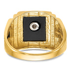 10k Men's Polished and Textured Masonic Ring Mounting (No Stone Included)