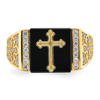 10K CZ and Onyx Cross Men'S Ring