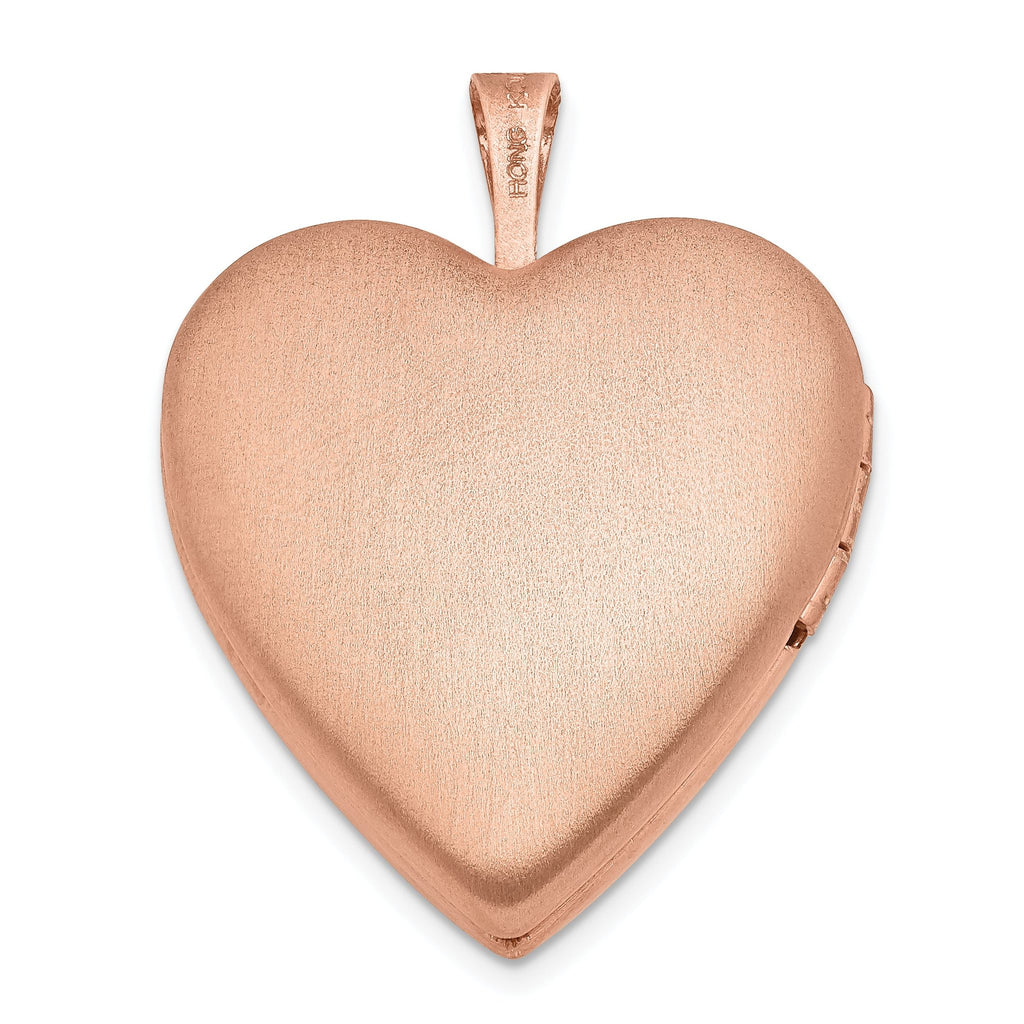 Sterling Silver Rose Gold-plated 20mm Diamond Heart Locket