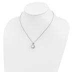 Sterling Silver Rhodium-plated 8-9mm FWC Pearl CZ Earring/Necklace Set