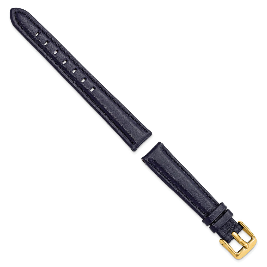 Navy Glove Leather Watch Band in 19mm with Gold-Tone Buckle