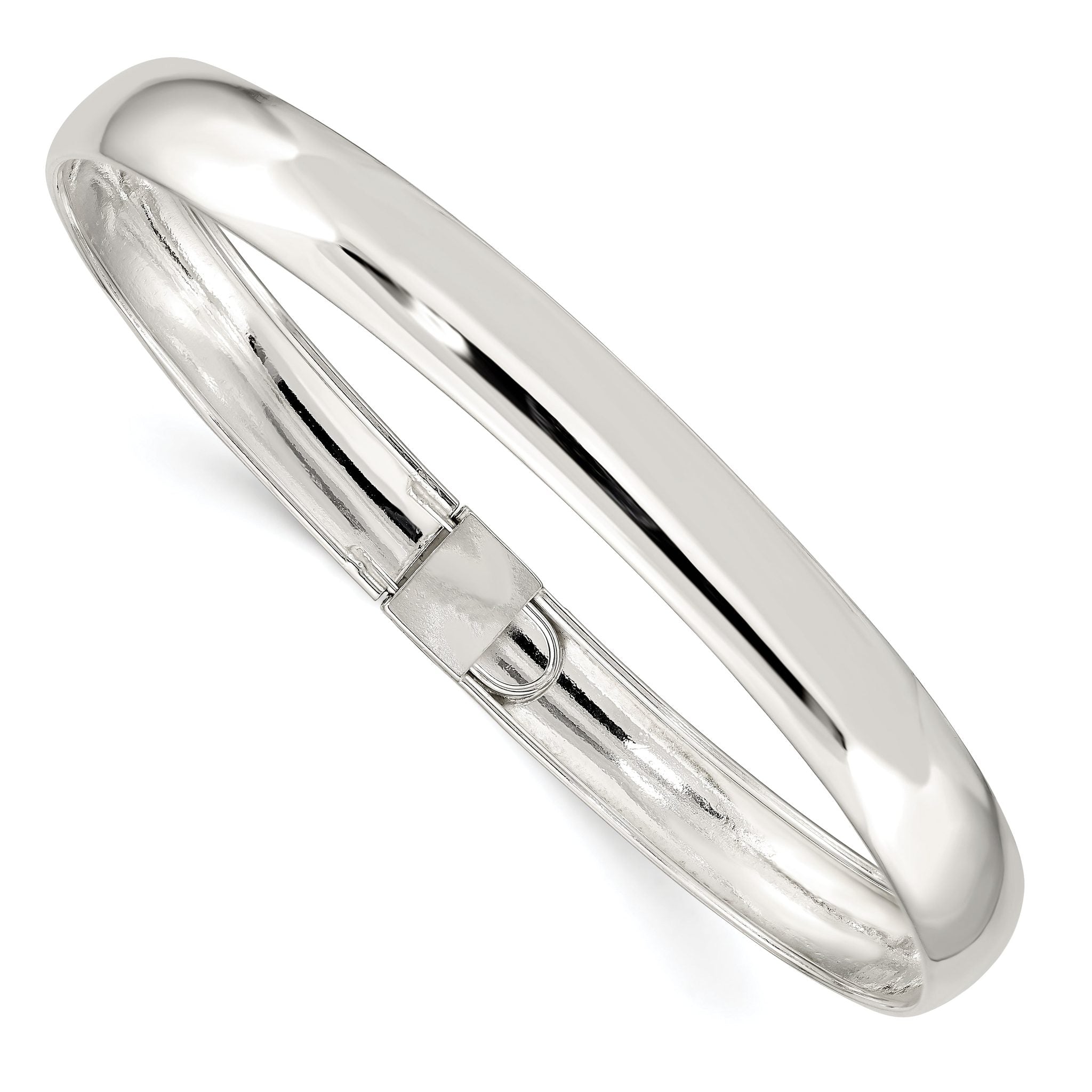 Sterling Silver 925 Hinged Bangle with Polished Finish for Women
