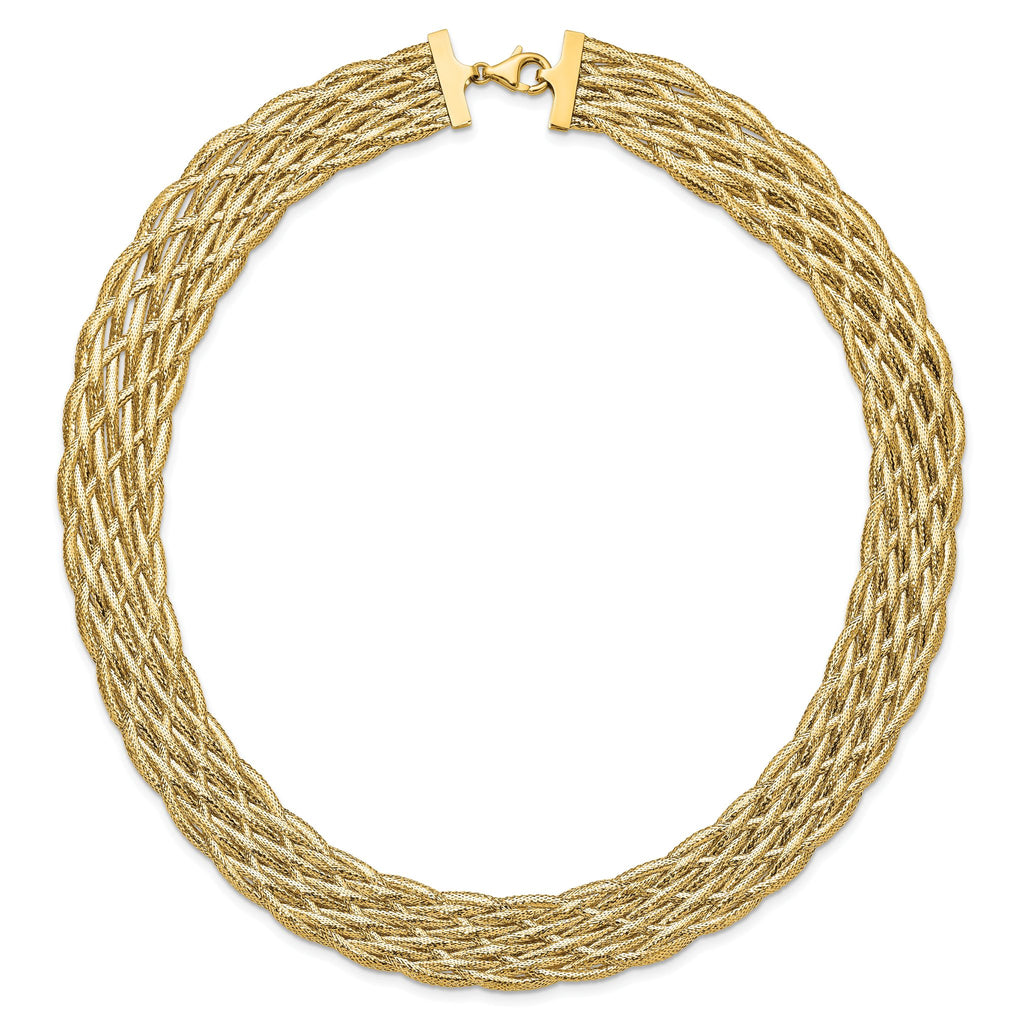 14K Polished Braided Mesh Necklace