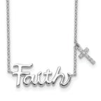 Sterling Silver Rhodium-plated FAITH With CZ Cross Charm Necklace