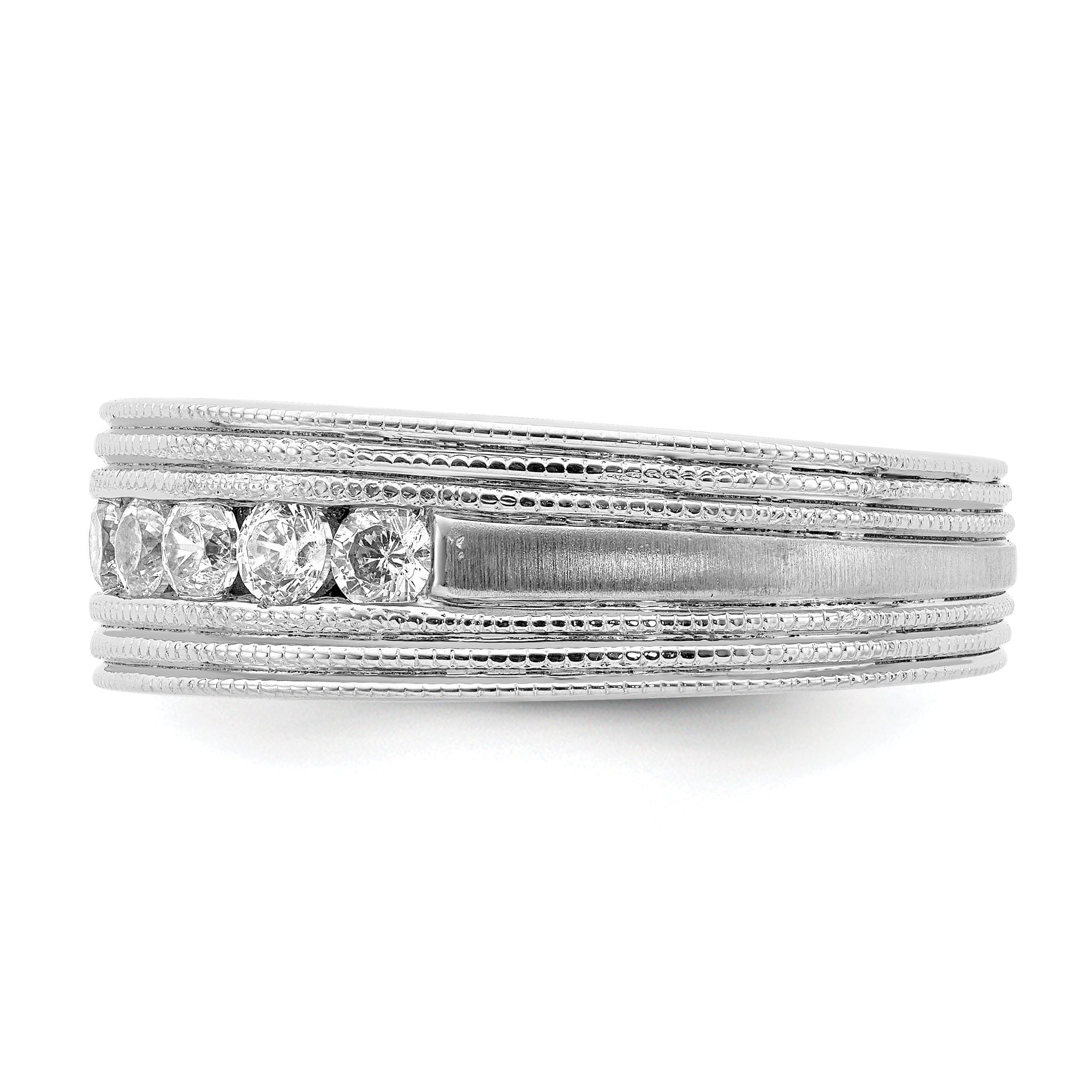 14k White Gold 5/8 carat Lab Grown Diamond VS/SI+ G+ Seven Stone Complete Men's Ring