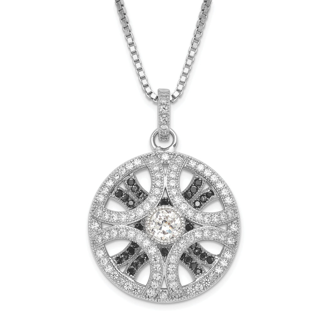 Sophia Jewelers Sterling Silver CZ Pendant Necklace with Rhodium-Polished Finish