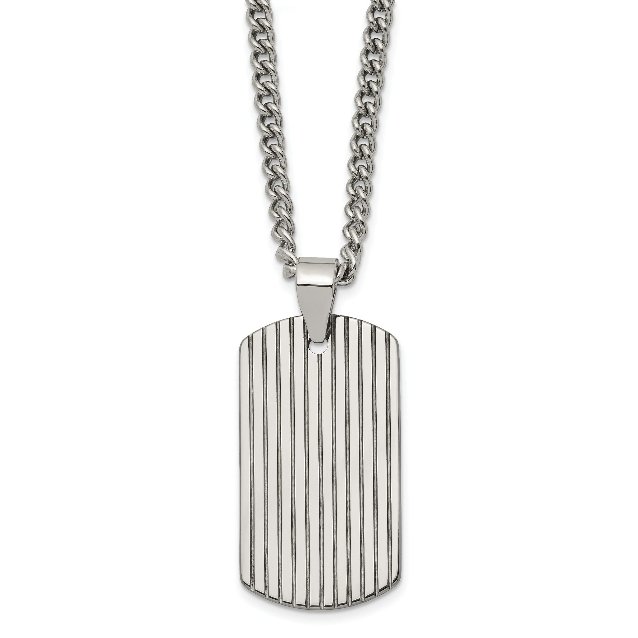 Chisel Tungsten Polished Dog Tag 22 inch Necklace Main image