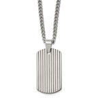 Chisel Tungsten Polished Dog Tag 22 inch Necklace