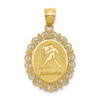 14K Gold Aquarius Zodiac Pendant with Polished Satin Finish