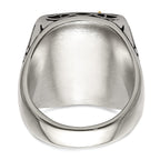 Chisel Stainless Steel with 14k Gold Accent Antiqued and Polished Eagle Ring