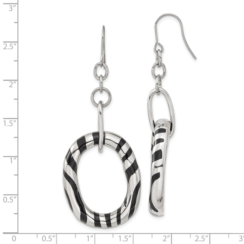 Stainless Steel Enamel Polished Oval Drop Dangle Earrings for Women