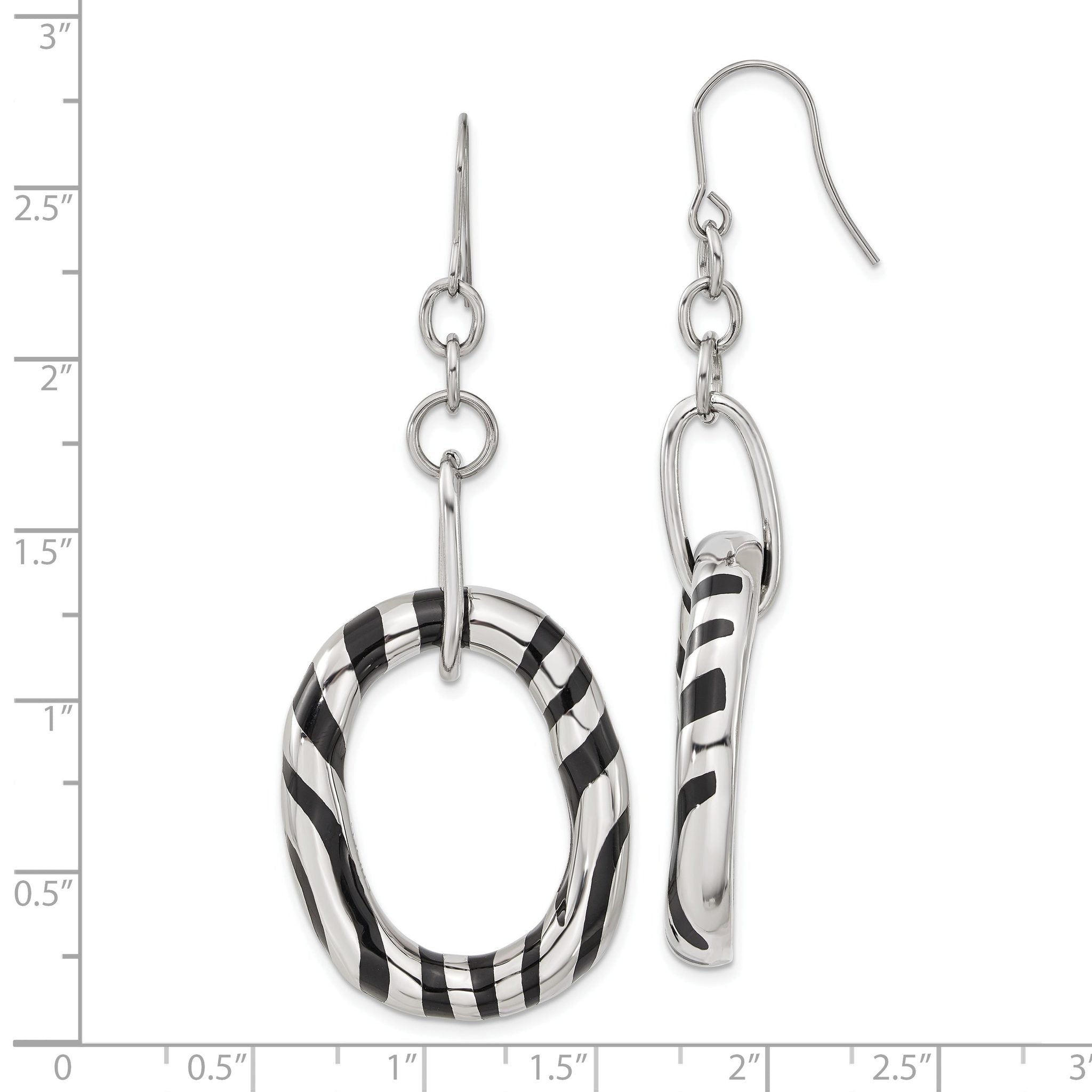 Stainless Steel Enamel Polished Oval Drop Dangle Earrings for Women