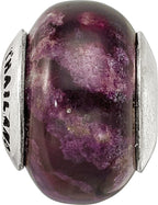 Sterling Silver 925 Purple Magnesite Stone Bead with Polished Finish