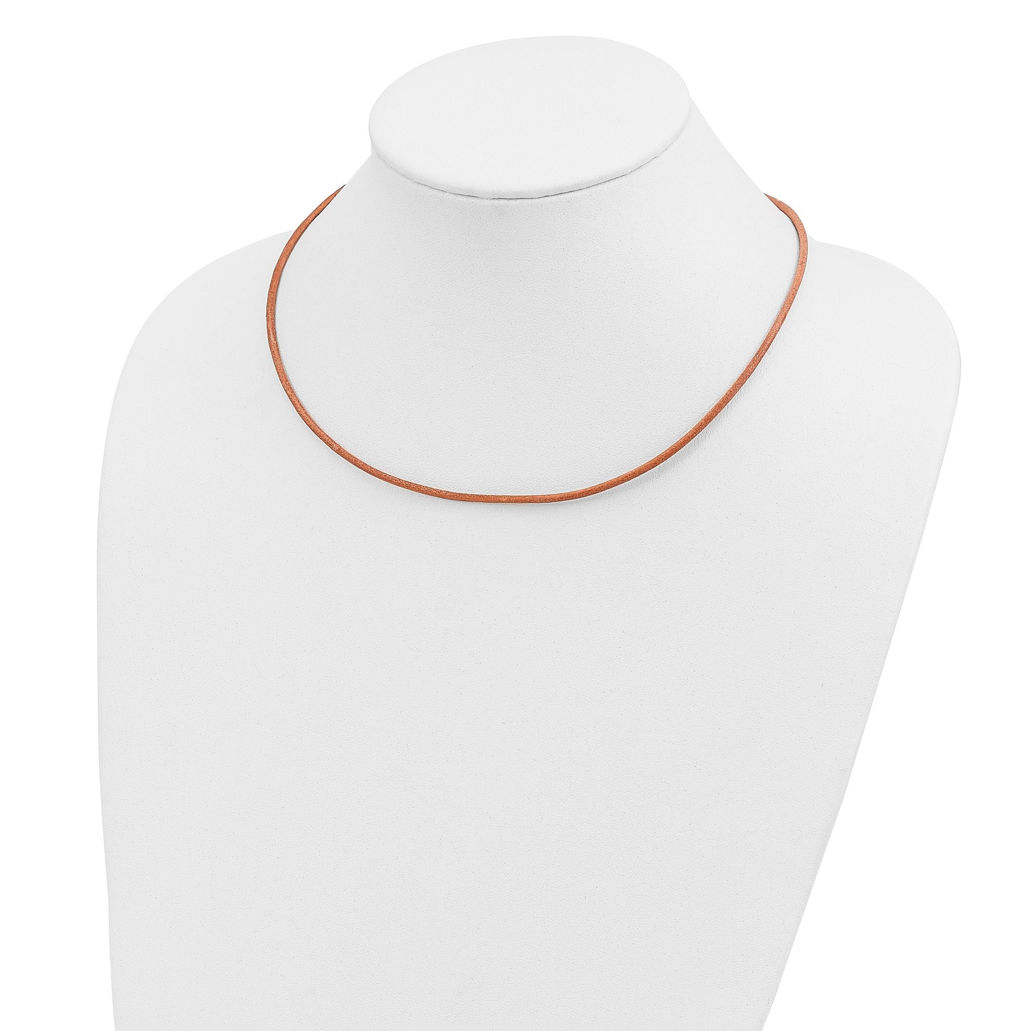14k Yellow Clasp 2mm 16 inch Natural Leather Cord Necklace