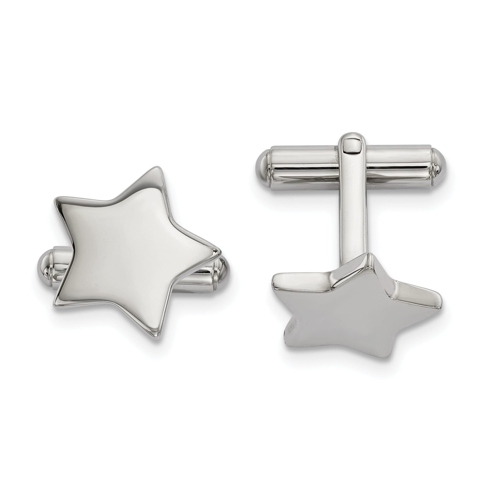 Polished Star Cufflinks in Stainless Steel Main image