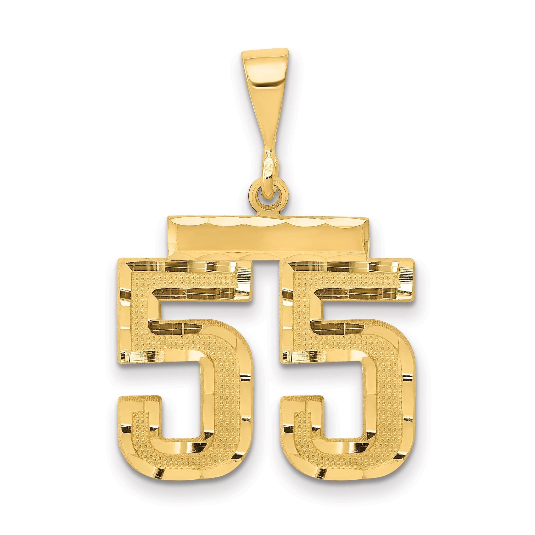 14K Gold Diamond-Cut Number 55 Charm Polished Medium Pendant Main image