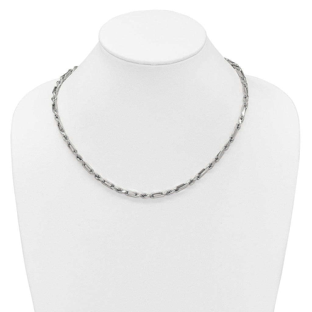 Sterling Silver Rhodium-plated Polished 4.75mm Figaro Rope Chain 19.75 inch Necklace