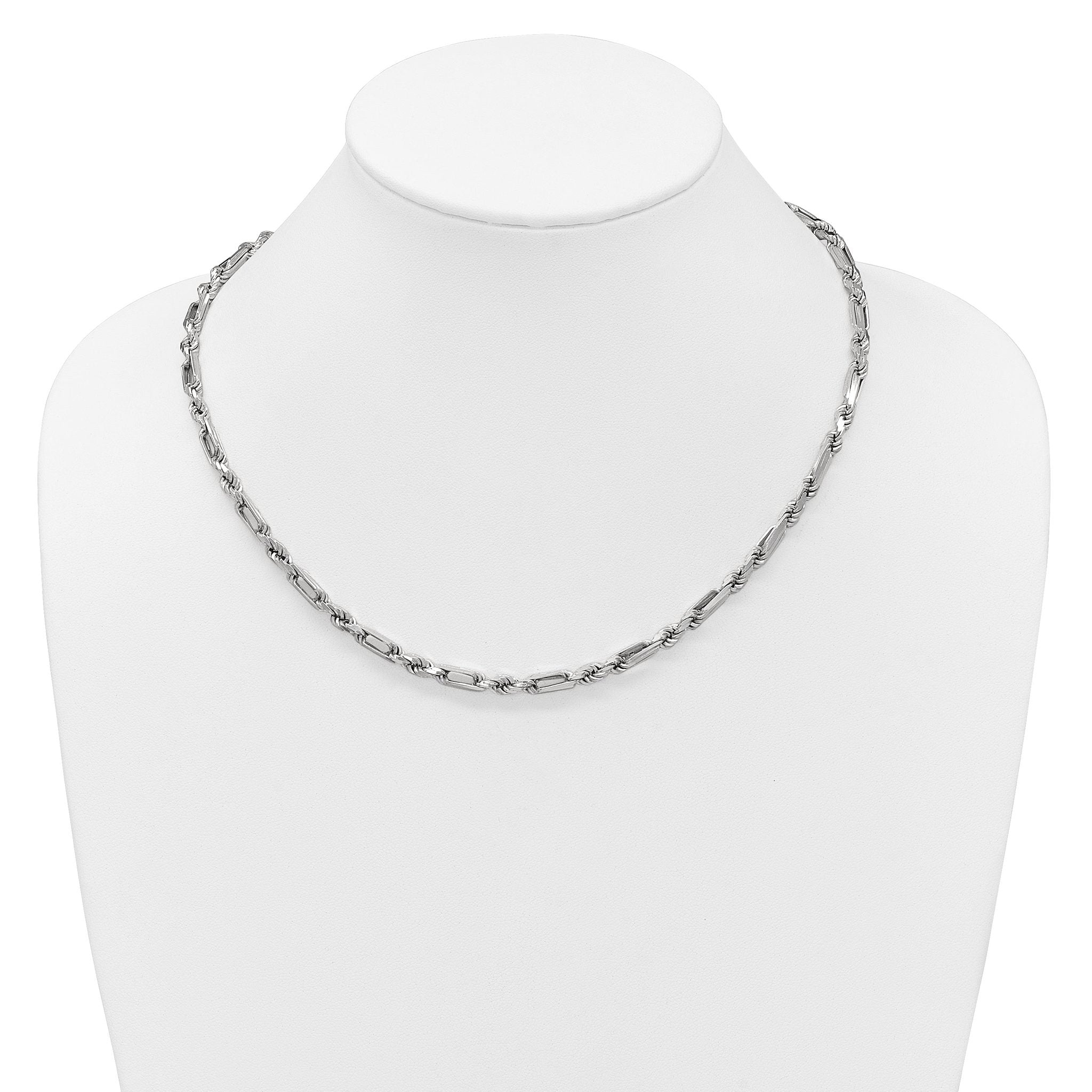 Sterling Silver Rhodium-plated Polished 4.75mm Figaro Rope Chain 19.75 inch Necklace