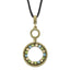 1928 Jewelry Brass-tone Blue Green and Light Colorado Crystal Double Circle Adjustable 16 inch Satin Cord Necklace with 3 inch extension