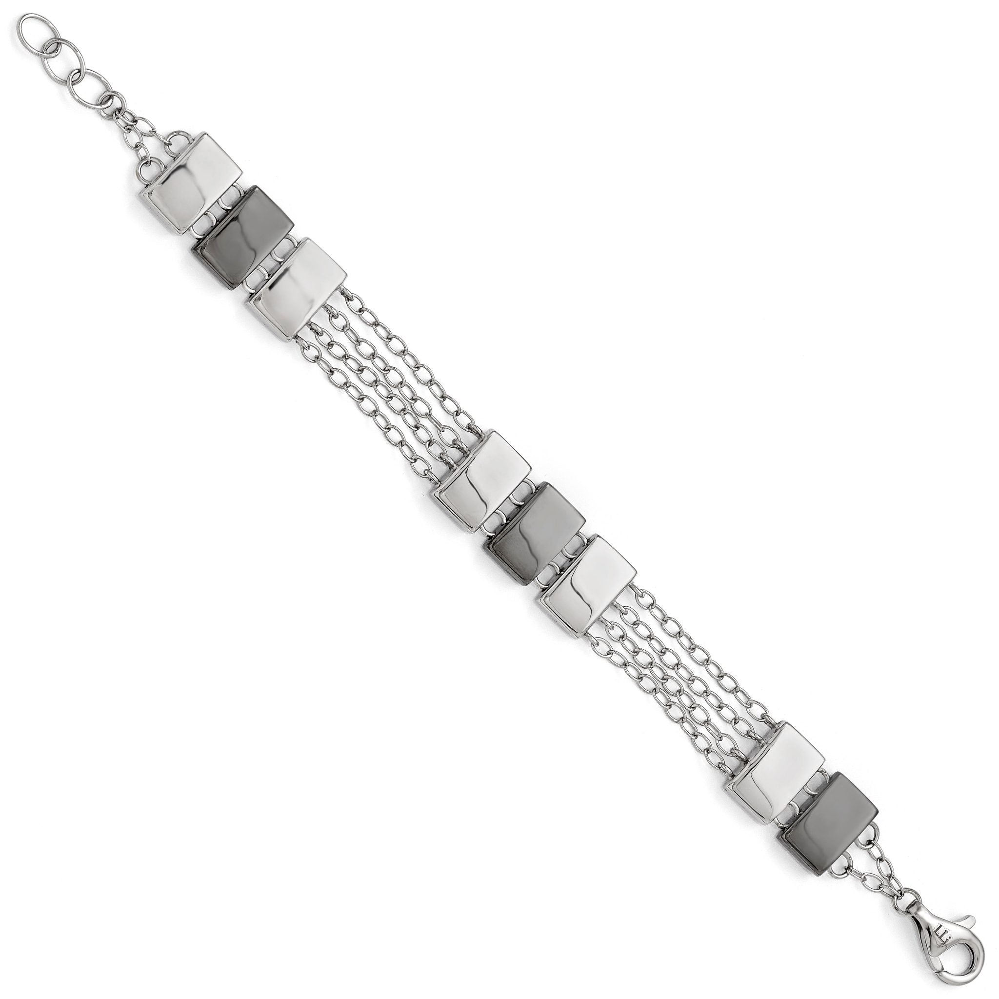 Sterling Silver Ruthenium-plated Polished Bracelet Secondary image