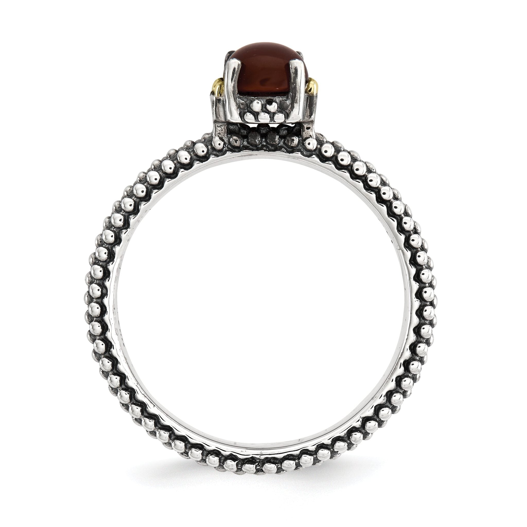 Sterling Silver & 14k Stackable Expressions Red Agate Antiqued Ring Secondary image
