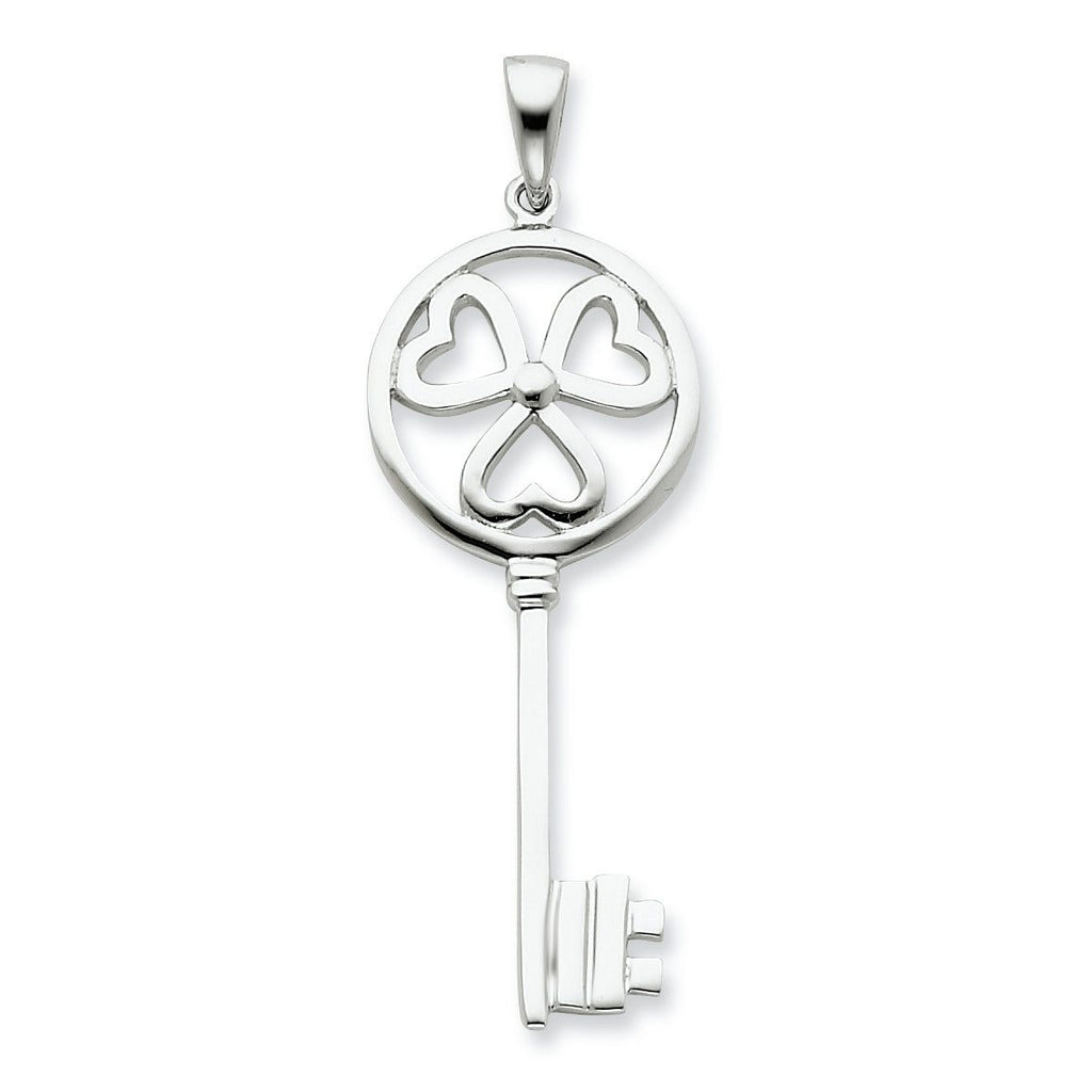 Key Pendant in Sterling Silver, 16.9mm - Sophia Jewelers