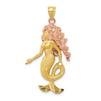 14K Two-Tone Gold Mermaid Charm Pendant with Elegant Solid Design