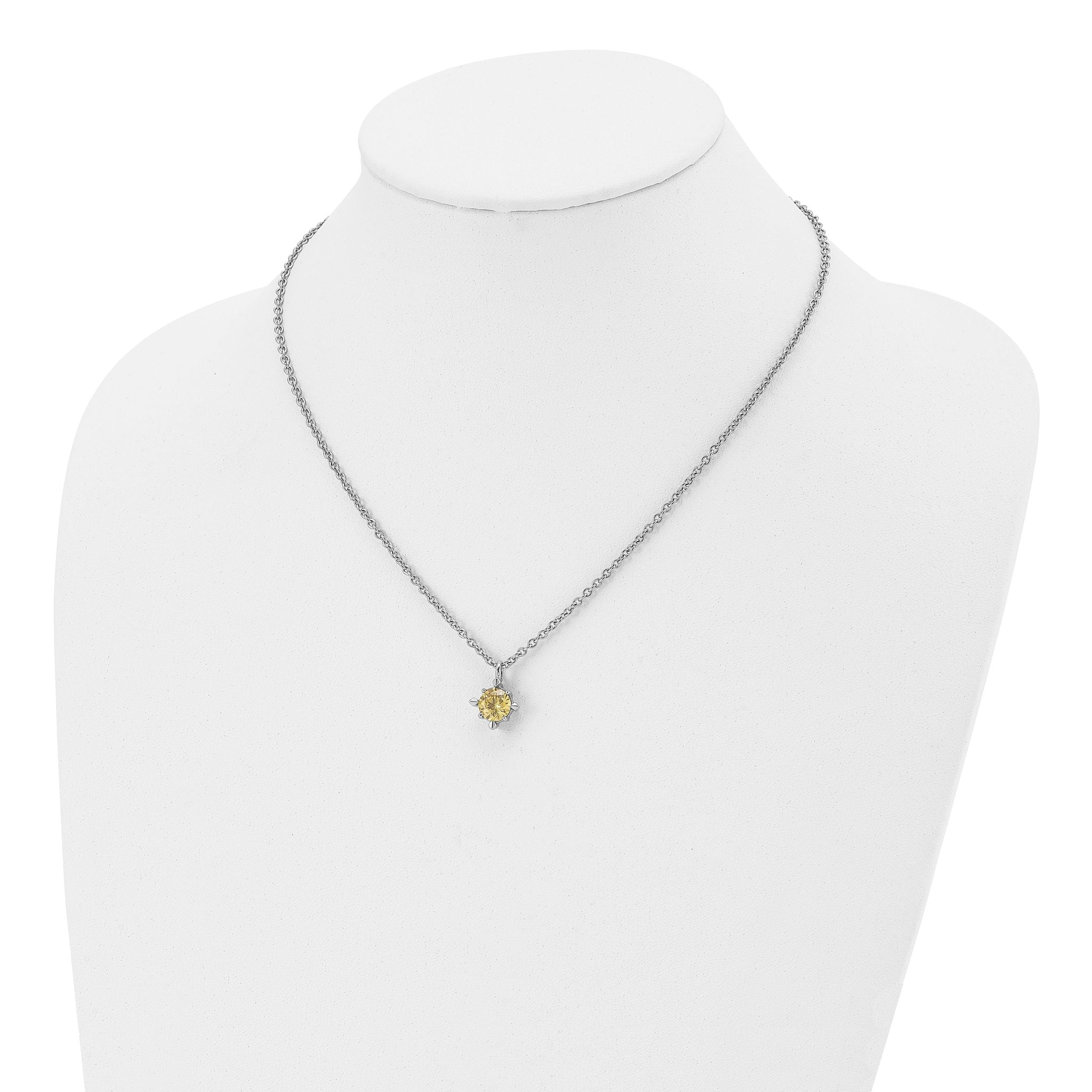 Sophia Jewelers Stainless Steel Yellow CZ Polished Necklace 18 Elegant Women's Accessory