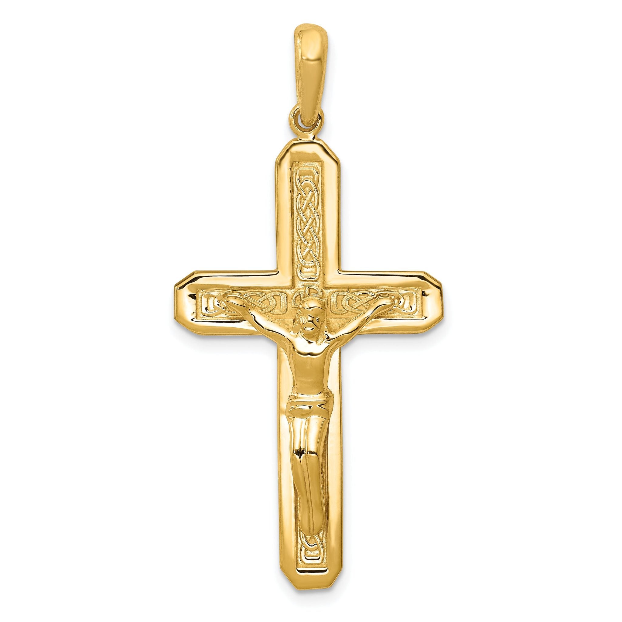 14K Gold Polished Crucifix Pendant with Solid Cast Design Main image