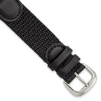 Army-Style Watch Band in Black Nylon & Leather, 16mm