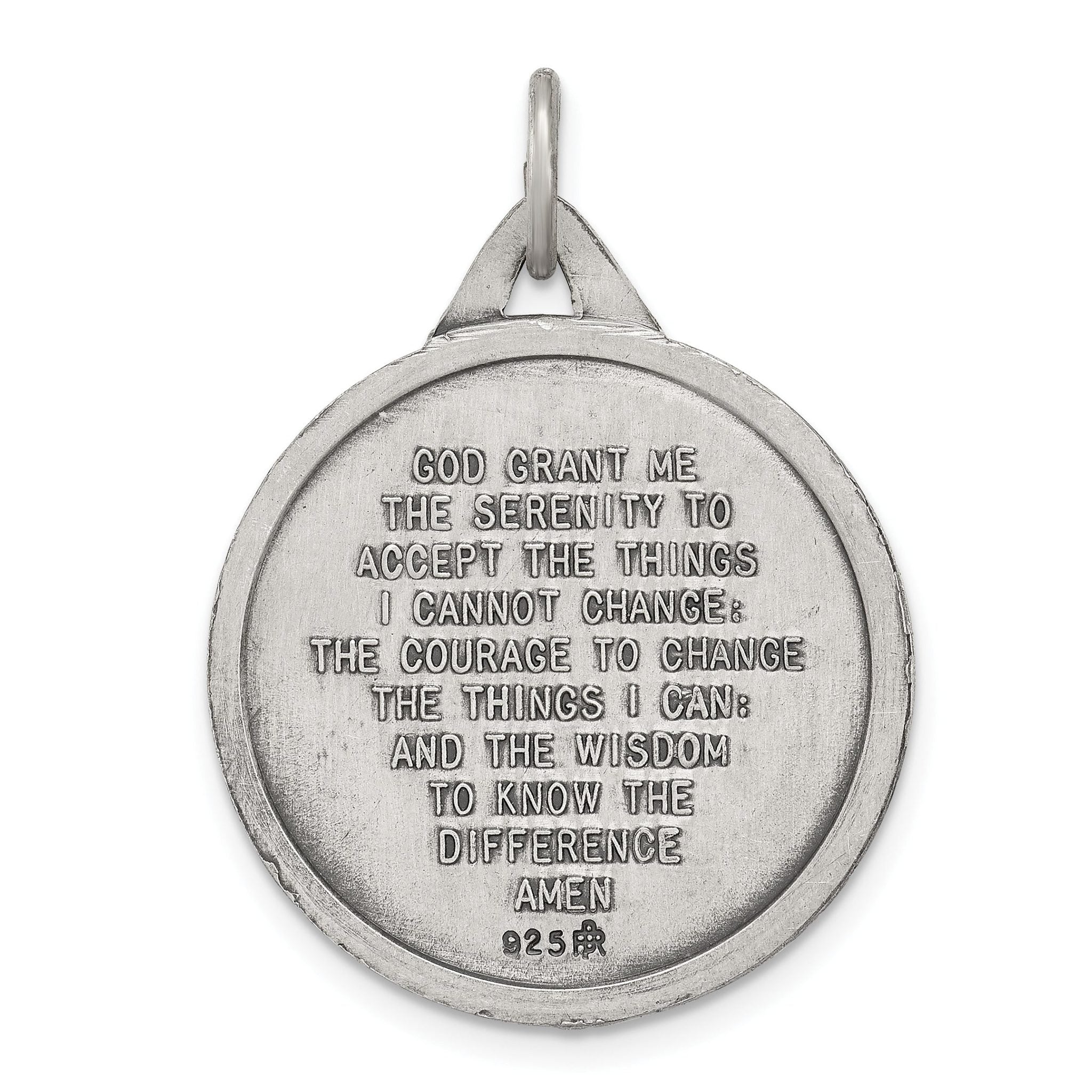 Sterling Silver 925 Praying Hands Pendant with Antiqued Finish