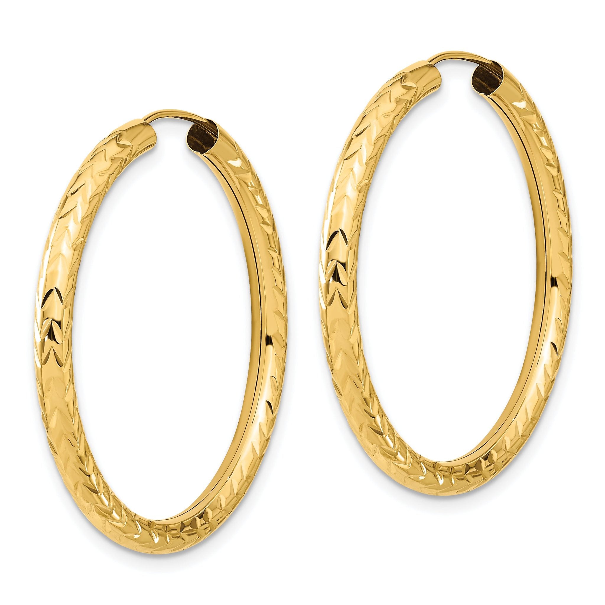 14k Polished & D/C Endless Hoop Earrings Secondary image