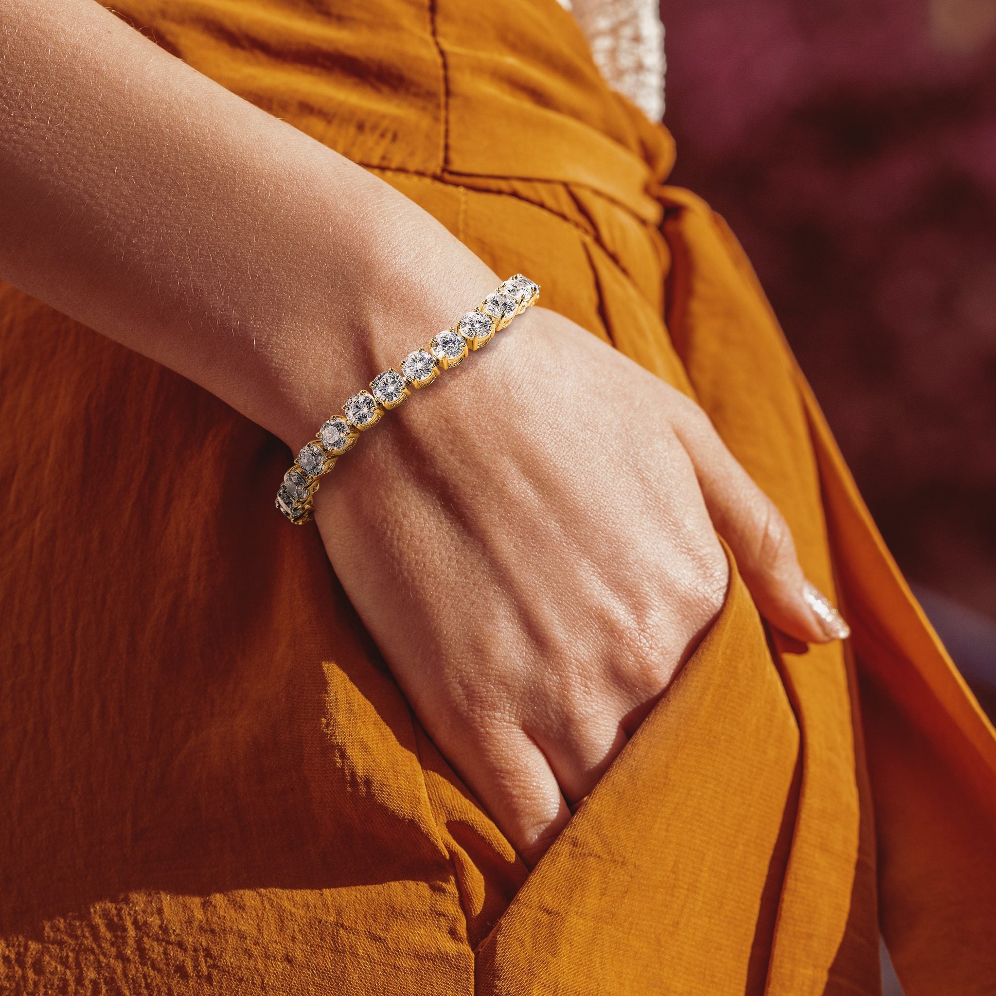 14k 25 carat Lab Grown Diamond VS+ F+ Complete Tennis Bracelet