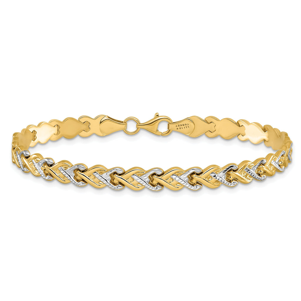 10K Rhodium-plated Polished D/C Bracelet