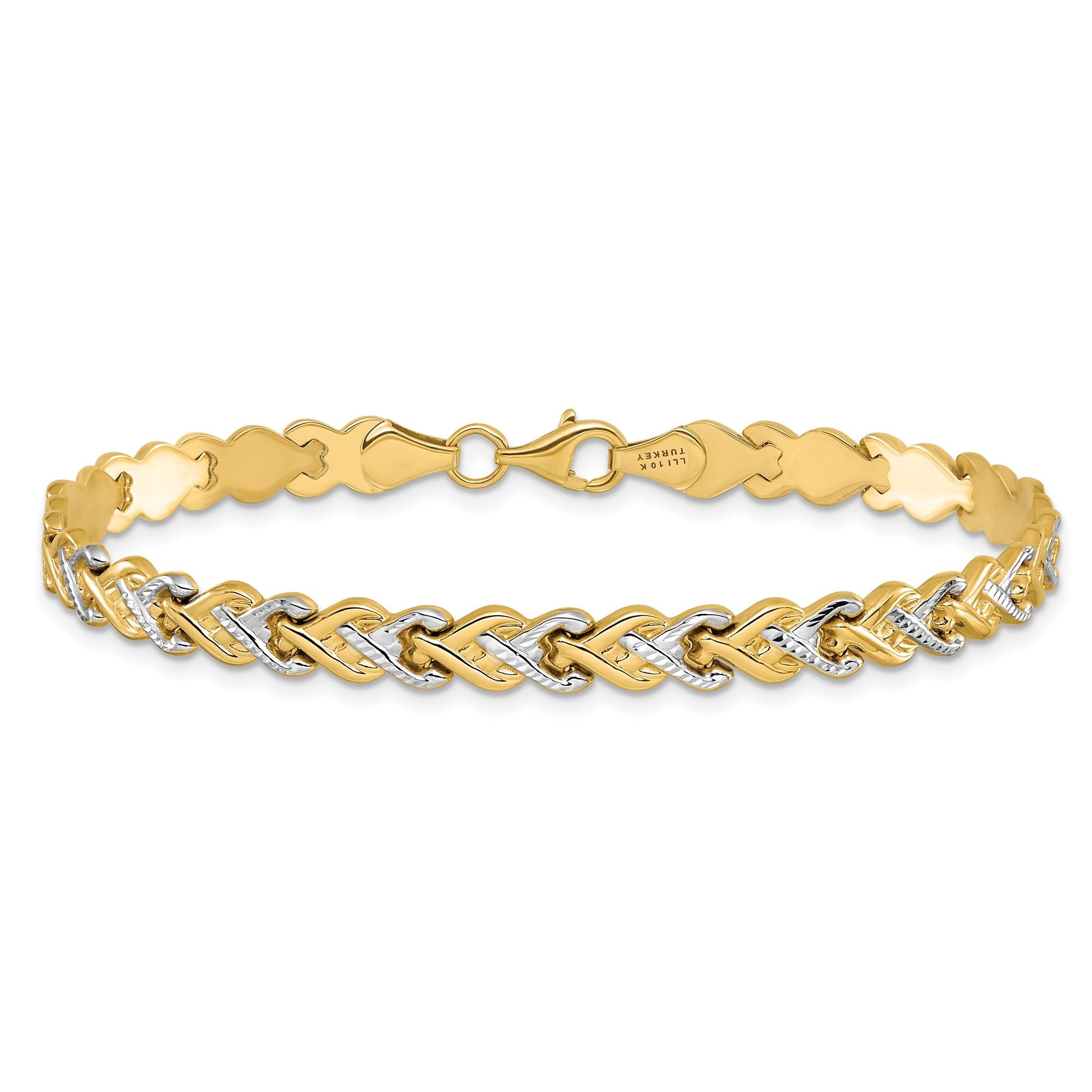 10K Rhodium-plated Polished D/C Bracelet