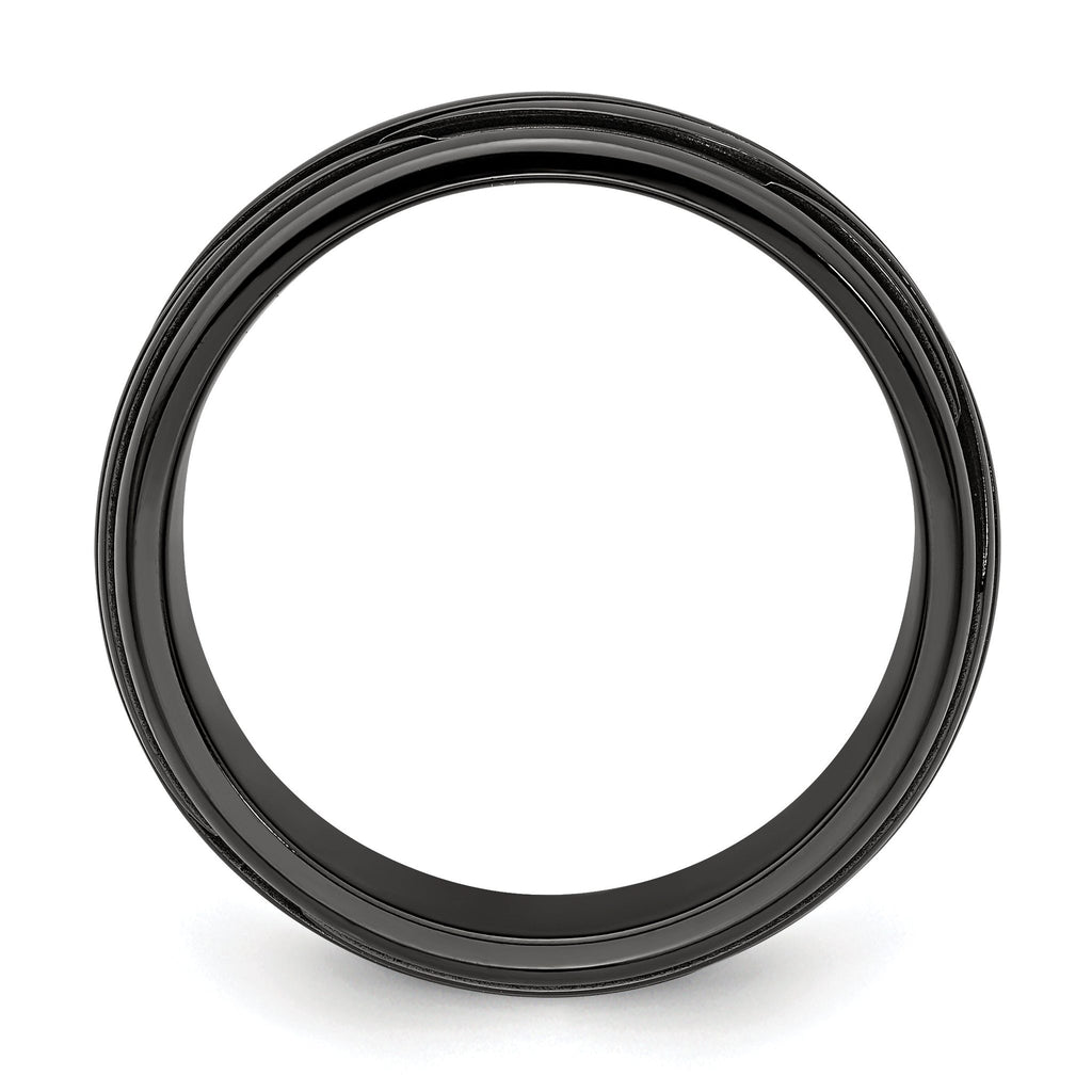 Grooved Waves Wedding Band in Black Titanium, 10mm