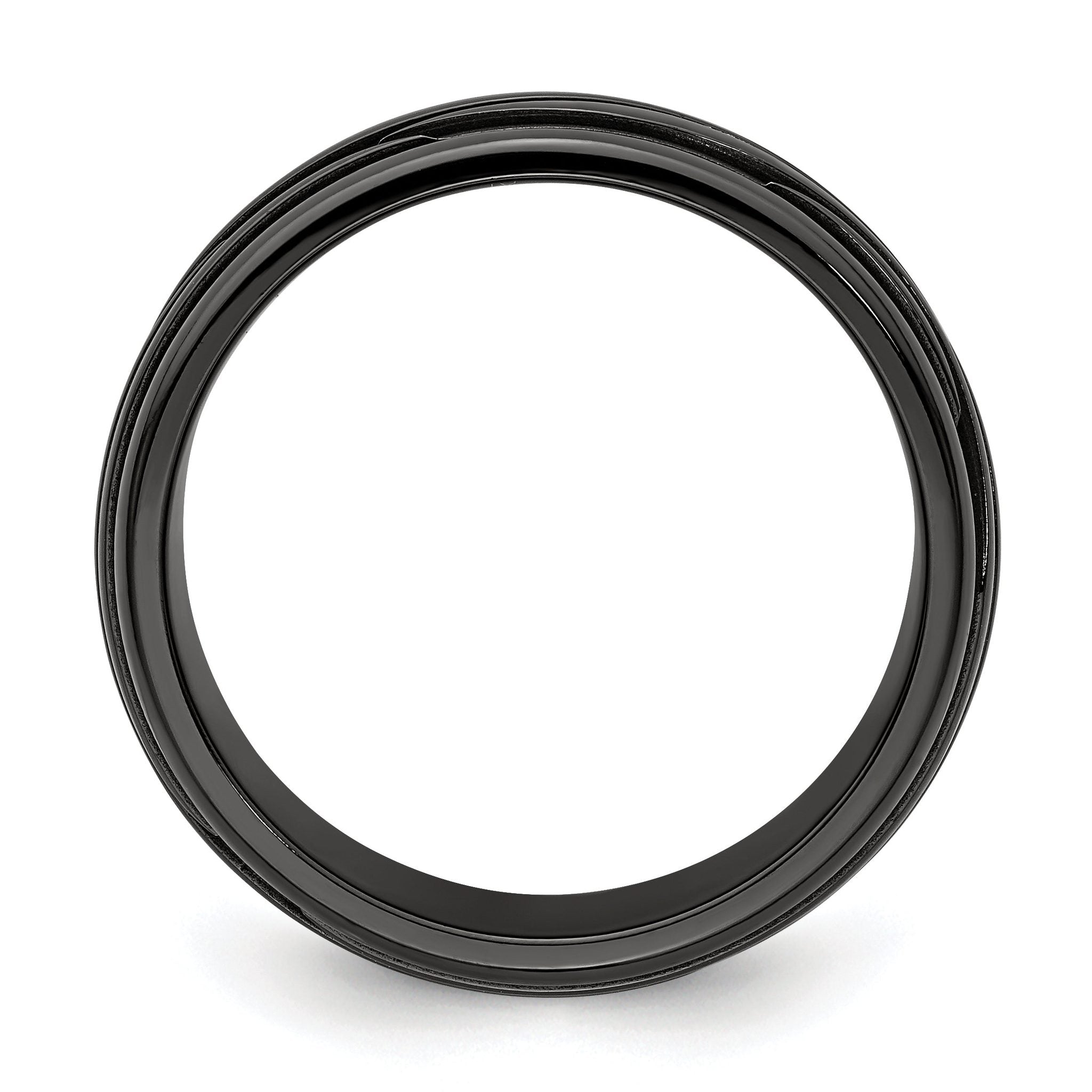 Grooved Waves Wedding Band in Black Titanium, 10mm