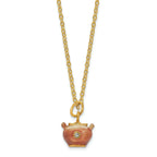Luxury Giftware Pewter Bejeweled Crystals Gold-tone Enameled END OF THE RAINBOW Pot of Gold Trinket Box with Matching 18 Inch Necklace