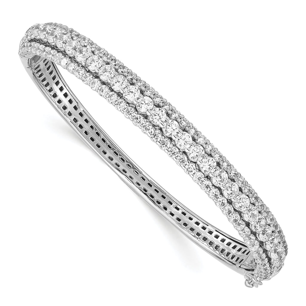 Sterling Silver Rhodium-Plated CZ Bangle Bracelet with 116 Stones