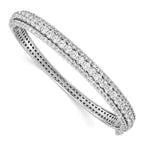 Sterling Silver Rhodium-Plated CZ Bangle Bracelet with 116 Stones