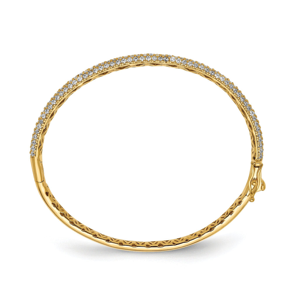 Sterling Shimmer Sterling Silver Gold-tone Flash Gold-plated 175 Stone PavÃÂ¢Ã¢âÂ¬ÃÂ¡ CZ Hinged Bangle Bracelet