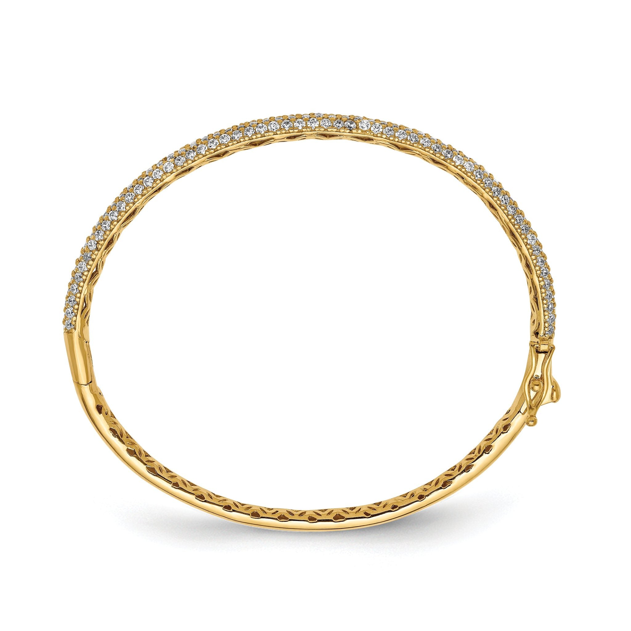 Sterling Shimmer Sterling Silver Gold-tone Flash Gold-plated 175 Stone PavÃÂ¢Ã¢âÂ¬ÃÂ¡ CZ Hinged Bangle Bracelet