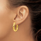 Stainless Steel Gold-Tone Polished Hinged Huggie Hoop Earrings