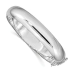 Sterling Silver 925 Hinged Bangle Bracelet with Polished Rhodium Finish