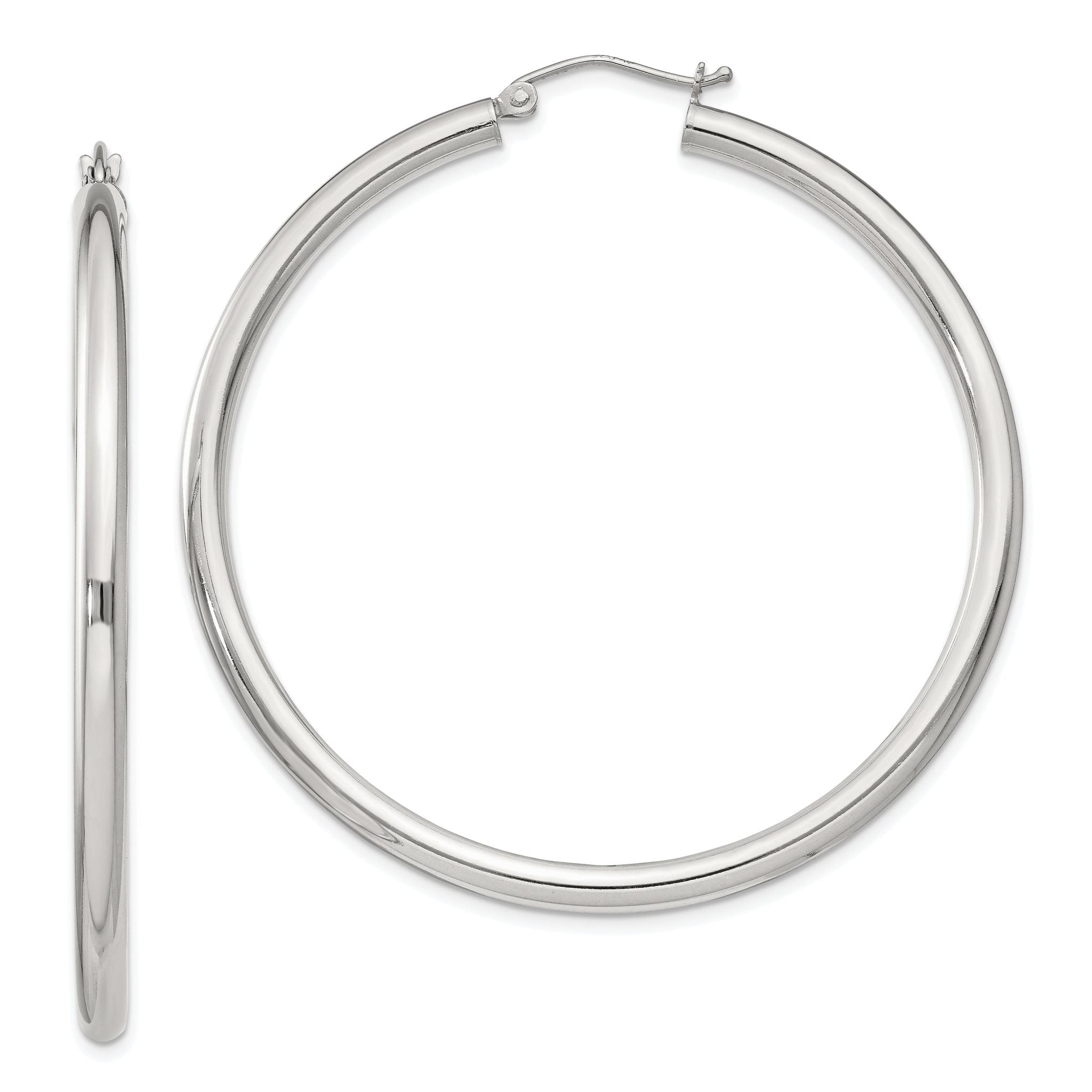 Sterling Silver 3mm Round Hoop Earrings Main image