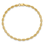 10K Polished and Textured Fancy Oval Link Bracelet