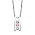 10K White Gold Crystal Topaz Necklace with Pink Accent and Extender