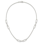 Sterling Silver Polished and Textured Fancy Link and Chain 16 inch Necklace