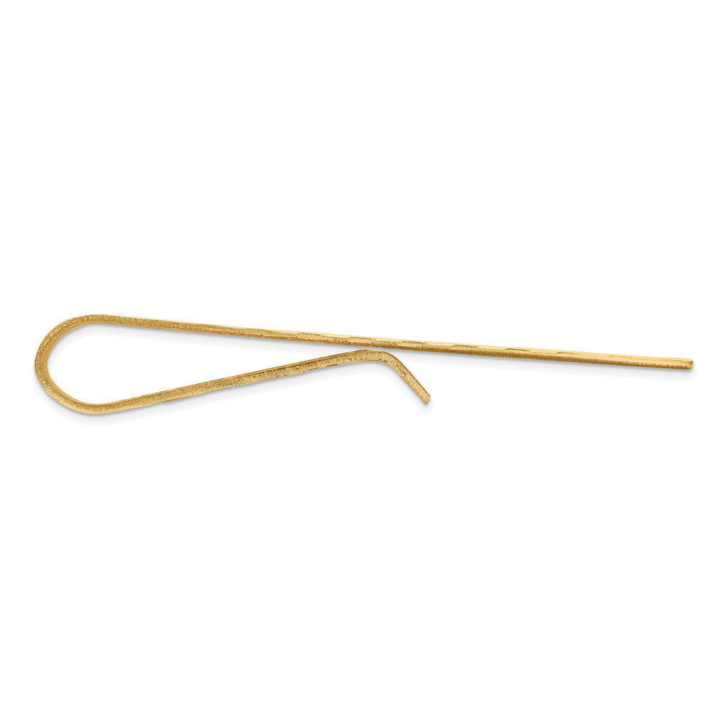 14K Gold Men's Polished Textured Tie Bar Elegant Design