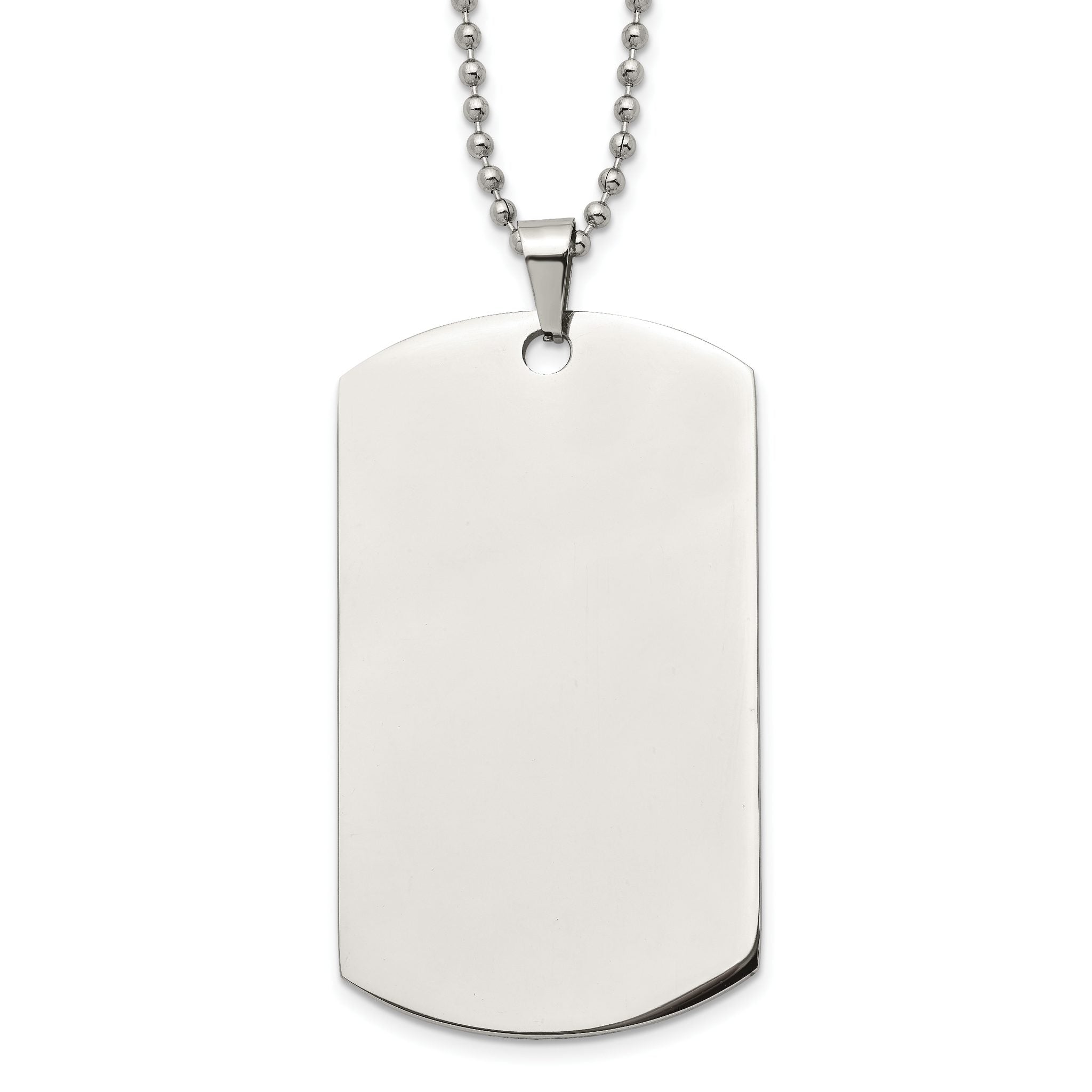 Chisel Stainless Steel Brushed and Polished Round Edge XLarge 2mm Dog Tag on a 24 inch Ball Chain Necklace Main image